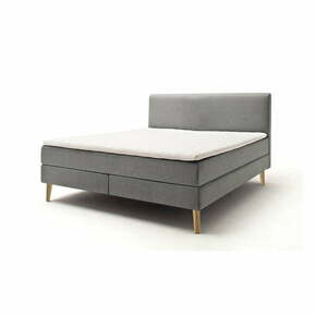 Sivo-smeđi tapecirani bračni krevet s madracem Meise Möbel Greta