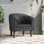 vidaXL Zaobljena fotelja od umjetne kože crna