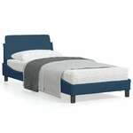 Okvir za krevet s uzglavljem plavi 90x200 cm od tkanine