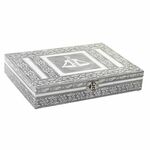 Jewelry box DKD Home Decor Silver Wood Aluminium Green 28 x 20 x 5 cm