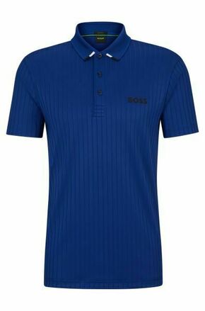Muški teniski polo BOSS x Matteo Drop-needle Polo Shirt With Contrast Logos - bright blue