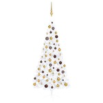 vidaXL Umjetna polovica božićnog drvca LED s kuglicama bijela 180 cm