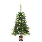 Umjetno osvijetljeno božićno drvce s kuglicama 65 cm zeleno