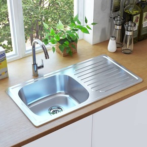 VidaXL Kuhinjski sudoper s cjedilom i sifonom od nehrđajućeg čelika
