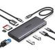 slomart UGREEN Revodok Pro 109 - USB C Hub (10Gbps) za MacBook, iPhone, Galaxy. HDMI 4K, PD 100W, Ethernet, SD/TF. Priključna stanica.