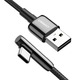 Ugreen - Podatkovni kabel s omotačem od legure cinka (70415) - USB na kutni USB-C, 3 A, 2 m - crni