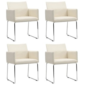 VidaXL Blagovaonske stolice od tkanine 4 kom s izgledom platna bijele