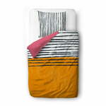 Posteljina za krevet za jednu osobu od pamučnog satena 140x200 cm Black Stripes in Colors – Butter Kings
