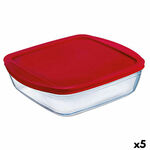 Kvadratna Kutija za Ručak s Poklopcem Ô Cuisine Cook&amp;store Ocu 25 x 22 x 5 cm Crvena 2,2 L Silikon Staklo , 5220 g