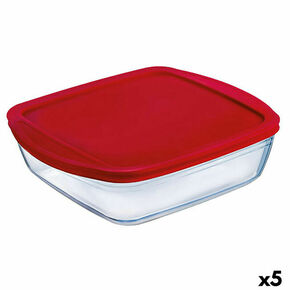Kvadratna Kutija za Ručak s Poklopcem Ô Cuisine Cook&amp;store Ocu 25 x 22 x 5 cm Crvena 2