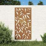 Vrtni zidni ukras 105x55 cm čelik COR-TEN uzorak lišća bambusa