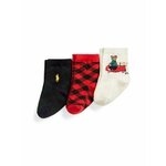 Set od 3 para dječjih visokih čarapa Polo Ralph Lauren 441896725001 Red/Cream