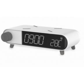 KSIX Retro bežični punjač alarm/budilica mjerač temperature bijeli