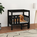 Krevet za pse Crna 75,5 x 63,5 x 70 cm od masivne borovine