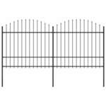 vidaXL Vrtna ograda s ukrasnim kopljima (1,5-1,75) x 3,4 m čelična crna