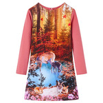 vidaXL Dječja haljina s dugim rukavima i uzorkom jelena ružičasta 92