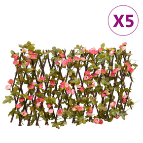 VidaXL Proširiva rešetka od umjetnog bršljana 5 kom roza 180 x 20 cm