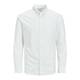 Košulja Premium by Jack&amp;Jones za muškarce, boja: bijela - bijela. Košulja iz kolekcije Premium by Jack&amp;Jones. Model izrađen od tanke, lagano elastične tkanine. Ima mekani button-down ovratnik.