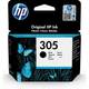 HP 305 Black Original Ink Cartridge, Standardni prinos, Pigmentna tinta, 2 ml, 120 stranica, 1 kom, Jednostruko pakiranje