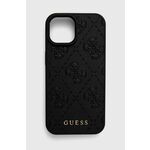 Guess GUHCP15SP4EPMK Apple iPhone 15 hardcase Leather 4G Stamped black