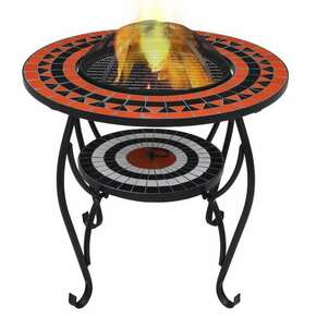 Mozaični stolić s ognjištem boja cigle i bijeli 68 cm keramički