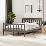Okvir za krevet od masivnog drva sivi 150 x 200 cm bračni