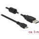 Delock USB kabel USB 2.0 USB-A utikač, USB-Micro-B utikač 3.00 m crna s feritnom jezgrom
