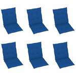 vidaXL Jastuci za vrtne stolice 6 kom kraljevsko plavi 100 x 50 x 3 cm