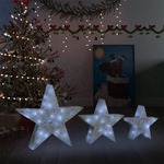 vidaXL Ukrasne božićne zvijezde 3 kom bijele mrežaste LED