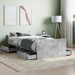 Okvir kreveta s uzglavljem i podnožjem boja betona 90 x 200 cm