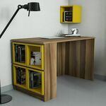 Studijski stol, Box - Walnut, Yellow