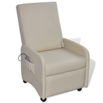 vidaXL Sklopiva masažna fotelja od umjetne kože, krem