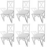 vidaXL Set blagovaonskih stolica od kvalitetnog drva,bijeli, 6 kom
