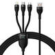 3u1 USB kabel Baseus Flash Series, USB-C + micro USB + Lightning, 100W, 1.2m (crni)