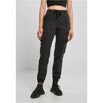 Women's Knitted Denim Cargo Trousers High Waist Black crna
