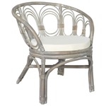 vidaXL Blagovaonska stolica s jastukom siva prirodni ratan i platno