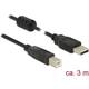 Delock USB kabel USB 2.0 USB-A utikač, USB-B utikač 3.00 m crna s feritnom jezgrom