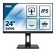 AOC 24P2Q monitor, IPS/VA, 23.8"/24"/27", 16:9, 1920x1080/2560x1440, 75Hz, pivot, HDMI, DVI, Display port, VGA (D-Sub), USB