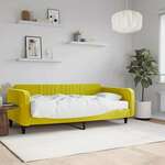 Dnevni krevet s madracem žuti 100 x 200 cm baršunasti