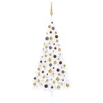 vidaXL Umjetna polovica božićnog drvca LED s kuglicama bijela 210 cm