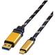 Roline USB kabel USB 3.2 gen. 1 (USB 3.0) USB-A utikač, USB-C™ utikač 0.50 m crna, zlatna sa zaštitom 11.02.9012