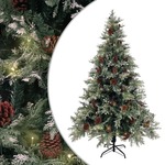 vidaXL Božićno drvce LED sa šiškama zeleno-bijelo 120 cm PVC i PE