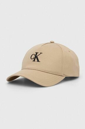 Pamučna kapa sa šiltom Calvin Klein Jeans boja: bež
