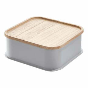 Siva kutija za pohranu s poklopcem od drveta paulovnije iDesign Eco