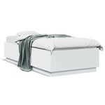 vidaXL Okvir za krevet s LED svjetlima bijeli 100 x 200 cm drveni