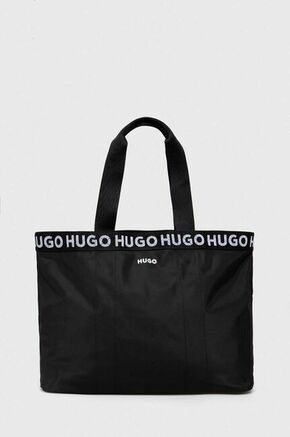 Torba HUGO boja: crna - crna. Torba iz kolekcije HUGO. Model bez kopčanja