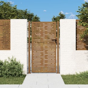 Vrtna vrata 105 x 205 cm od čelika COR-TEN četvrtasti dizajn