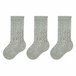 Set od 3 para dječjih visokih čarapa Condor 2.518/2 Aluminium 0221