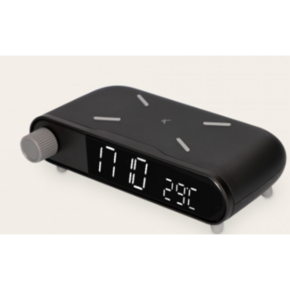 KSIX Retro bežični punjač alarm/budilica mjerač temperature crni
