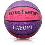 Košarkaška lopta METEOR LAYUP veličina 1, ružičasto-ljubičasta